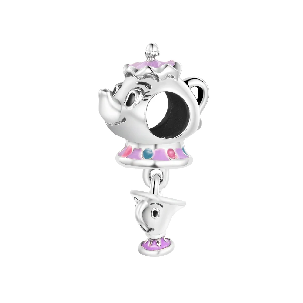 

Подходит для браслетов Pandora Красавица и чудовище, Mrs.Potts и чип, подвеска с подвеской, оригинальная фотография для украшений