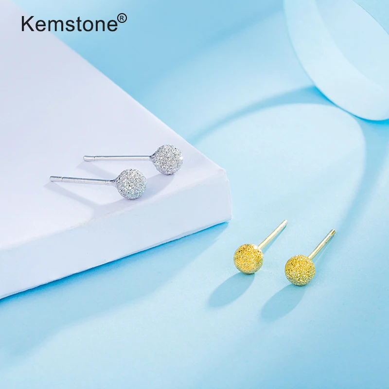 Kemstone 925 серебристого цвета с милыми бубонами серьги-гвоздики ювелирное изделие