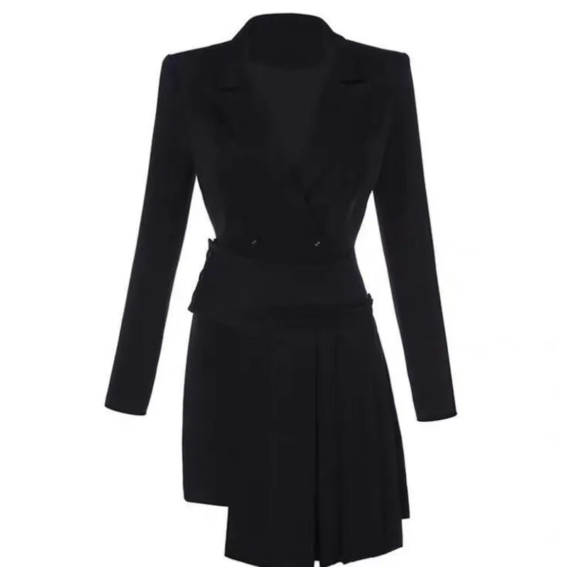 

DEAT 2021 New Spring And Autumn Fashion Casual Long Sleeve Lapel Slim Temperament Irregular Blazer Coat Women SK670