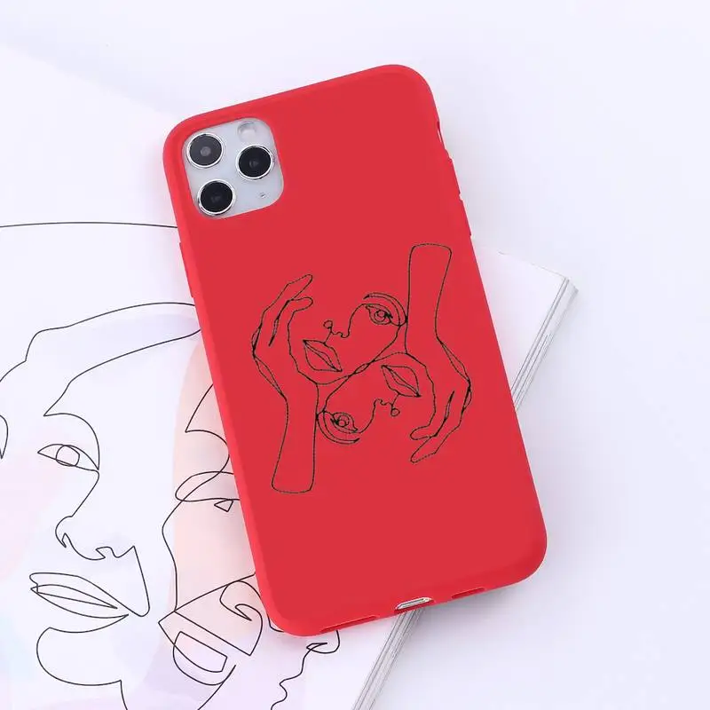 

Funny Face Abstract Cartoon Phone Case Red Candy Color for iPhone 6 7 8 11 12 s mini pro X XS XR MAX Plus