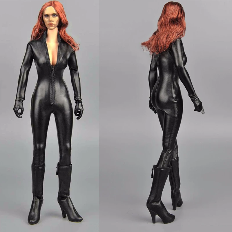 

ZYTOYS 1/6 Female Black Conjoined Leather Clothes Slim Coat for 12" Figure Body