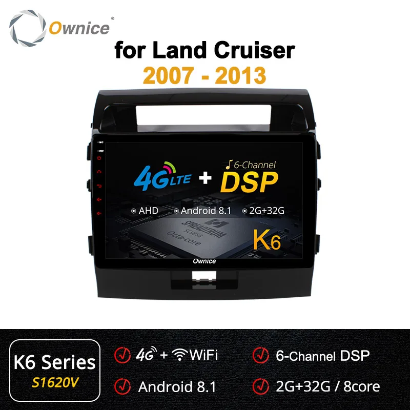 Ownice Android 9,0 автомобильный DVD Navi gps плеер для Toyota land Cruiser 200 2007 2008 2009 2010 2011 2012 2013 k3 k5 k6 DSP 4G SPDIF - Цвет: S1620 K6