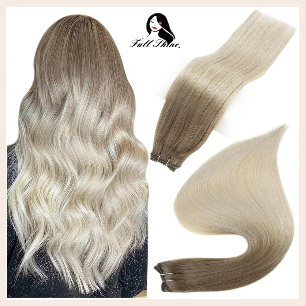 

Full Shine Hair Weft Invisible Hair Bundles Ombre Color 100g Skin Weft Double Machine Weft Sew in Hair Extensions Remy Hair