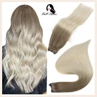 Полностью Сияющие волосы, уток, невидимые волосы, пряди, цвет Омбре, 100 г, кожа, уток, двойная машина, волосы для наращивания, Remy, волосы для наращивания