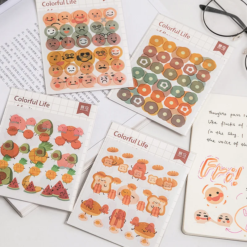 

3 Pcs Cute Fruit Smiling Face Decorative Stickers DIY Scrapbooking Planner Album Journal Doodling Diary Kawaii Stationery
