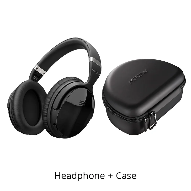 Mpow H5 активные наушники с шумоподавлением Hi-Fi стерео удобные Накладные наушники 18H Складная Беспроводная гарнитура с микрофоном и сумкой для переноски - Цвет: Headphone And Case