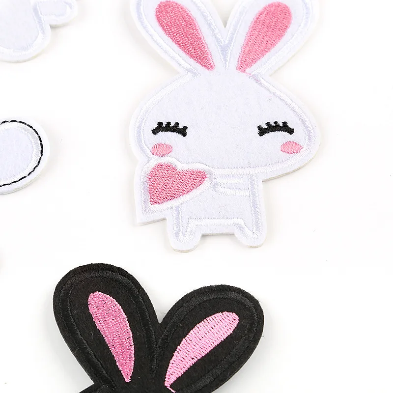 5 шт./партия вышитые тканевые наклейки нашивки с изображением кролика и животных