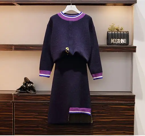 Плюс размер 4XL трикотажные полосатые свитера с длинными рукавами Топы +