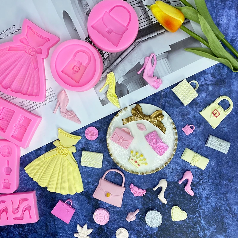 Женские аксессуары силиконовая форма на высоком каблуке с логотипом сумки для