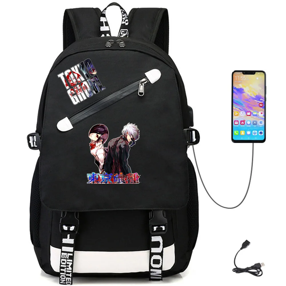 

Anime Tokyo Ghoul USB Oxford Packsack Casual Teengr Schoolbag Unisex High Quality Student Fabric Backpack Laptop Bag