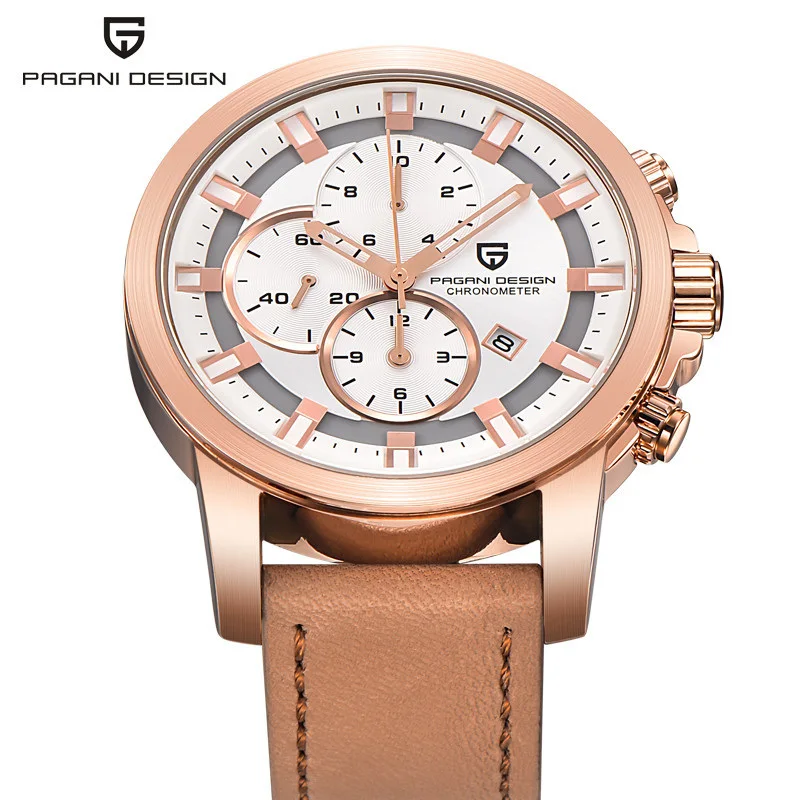 

Luxury Brand Quartz Watch For Man Chronograph Movement Mens Watch Rose Gold Stainless Steel Business Male Wrist Watch A418