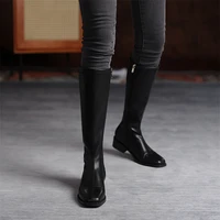 gd time za 2021 square heel all match knee high boots autumn winter pu women shoes square toe zipper ladies long boots big size