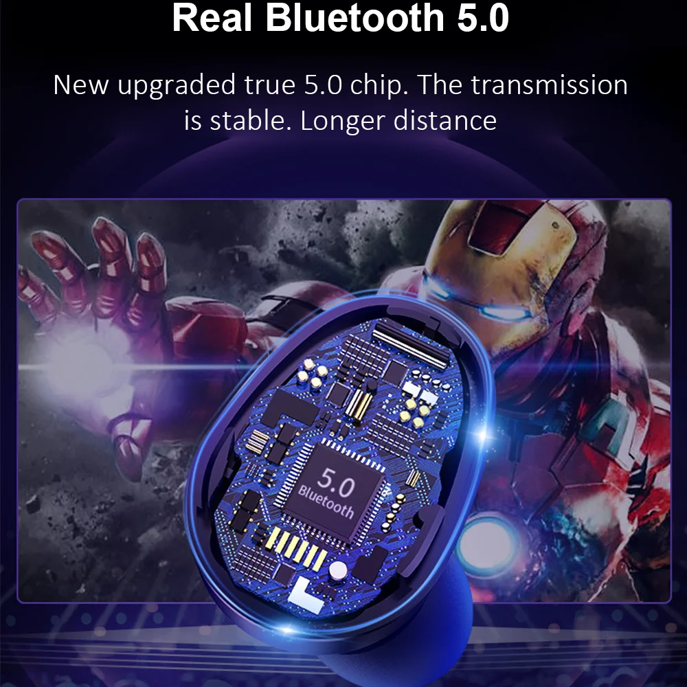 TWS True Bluetooth 5,0 беспроводная гарнитура для наушников Беспроводная стерео гарнитура 3D HIFI спортивные наушники mic Мощный светодиодный дисплей для телефона