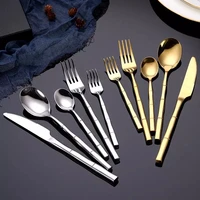 thickened 304 bamboo stainless steel tableware golden western steak knife and fork set spoon