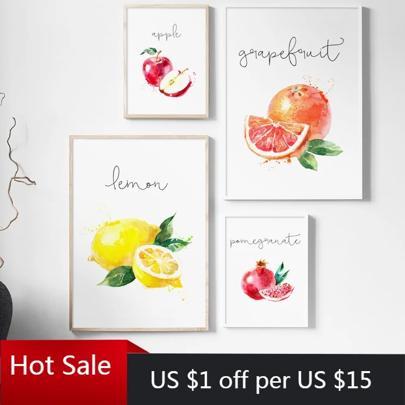 Настенный декор для кухни Картина на холсте с изображением яблока лимона груши