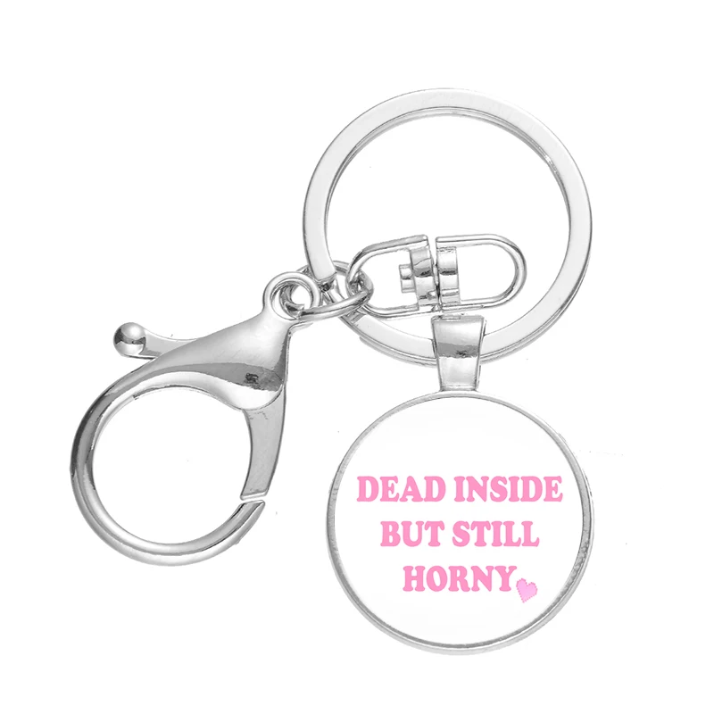 Брелок для ключей мужской трендовый с надписью Dead Inside подвеской-кольцом