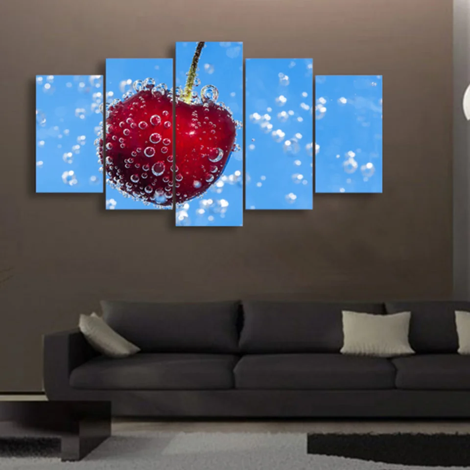 Картины на холсте с изображением вишни водяными пузырями модульные постеры HD