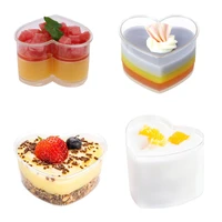 1020pcs 150ml plastic dessert cups reusable heart shaped yogurt mousses portion cups cake container tableware party supplies