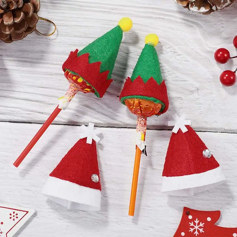 24 шт Рождественская мини шляпа шапка леденец Нетканая крышка бутылки вина