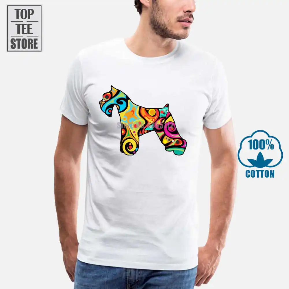 Женская футболка Psychedelic миниатюрная Schnauzer женская высокое качество хлопок тонкий