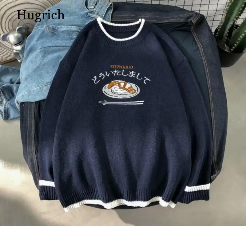 

Мужской вязаный свитер в стиле Харадзюку, зима 2021