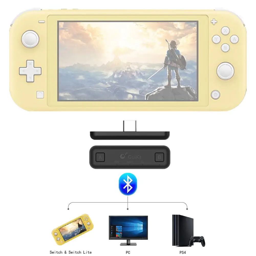Беспроводной аудиоадаптер GuliKit NS07 Route Air или передатчик Type C для Nintendo Switch Lite PS4 и ПК