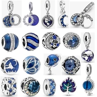 sterling silver beads stars moon blue fashion globe pendant fit original pandora charm bracelets for women jewelry