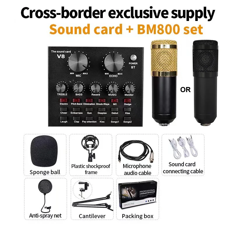 

Конденсаторный микрофон BM800 с гарнитурой V8 для живой трансляции