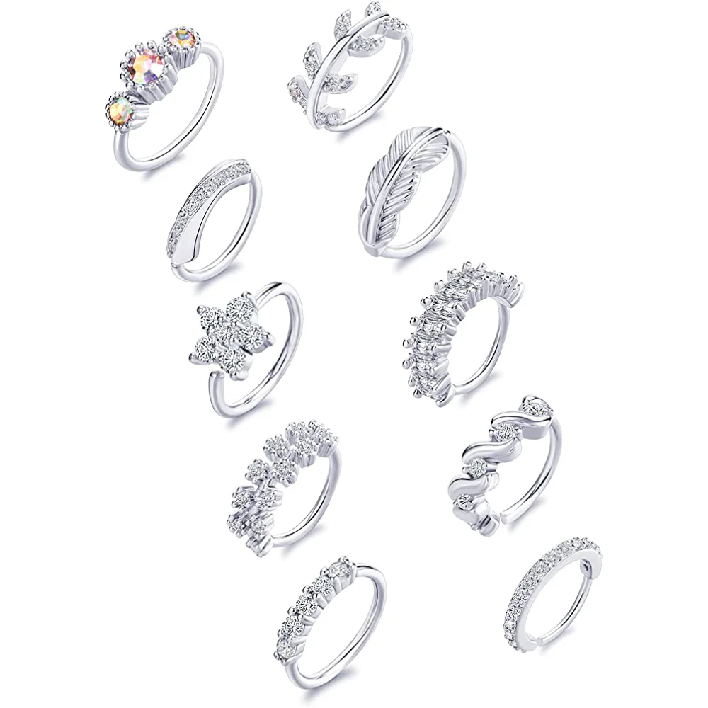 Пинос рсинг кольцо с откидным сегментом циркониевая перегородка пирсинг опал