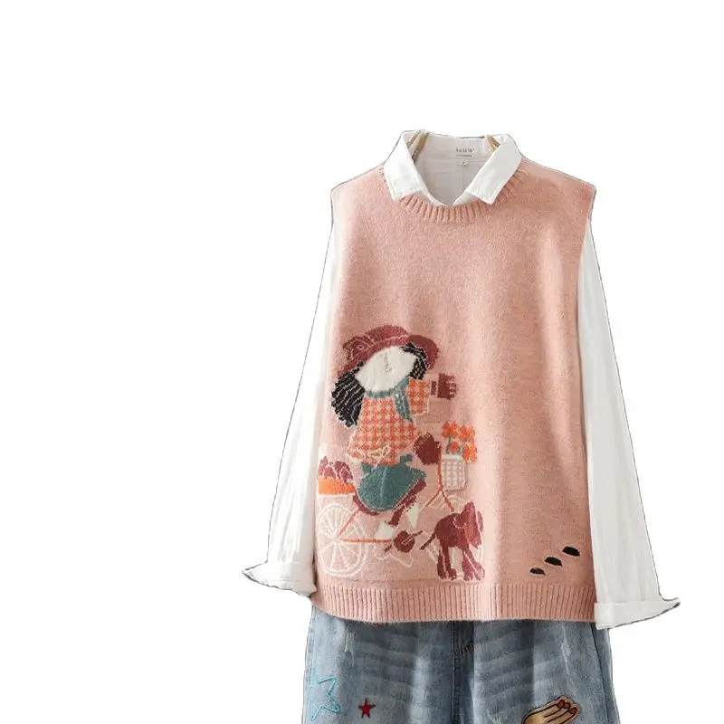 Женский трикотажный жилет с круглым вырезом без рукавов | Женская одежда