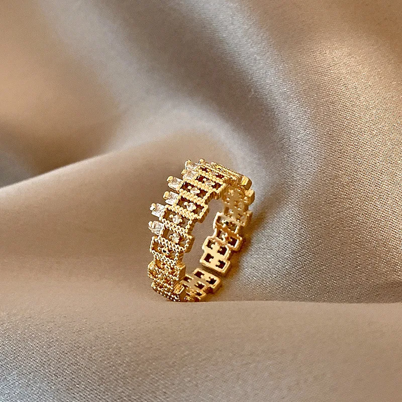 

MrZMsZ Irregular Square Zircon Rings For Women luxurious Adjustable Open Ring Teen Girls 2021 Trendy Gift Fashion Jewelry