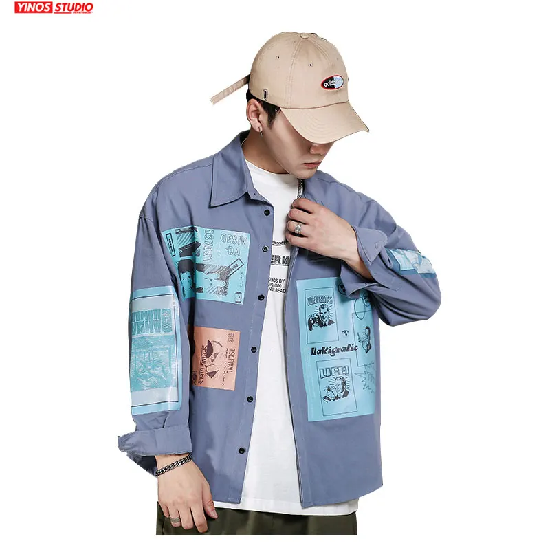 Дропшиппинг мужская Японская уличная куртка с мультяшным принтом 2019 свободные