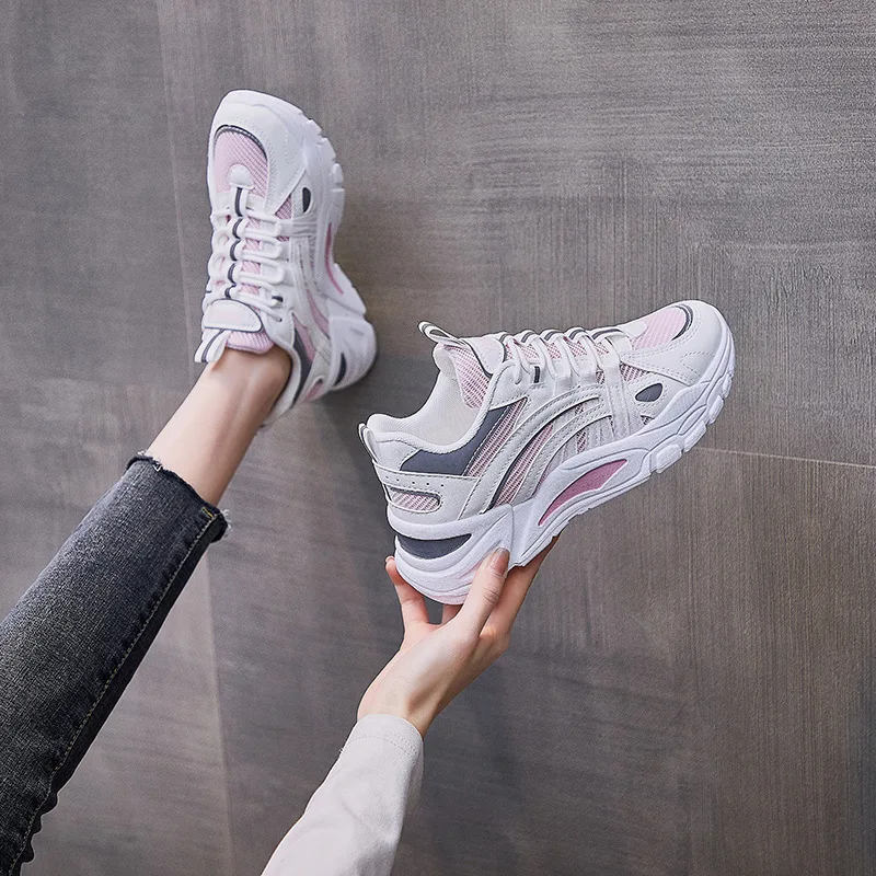 

NAKKESHMEN-2021 Spring New All-match Student Sports Shoes Breathable Net Red Street Shoes Old Women's Shoes