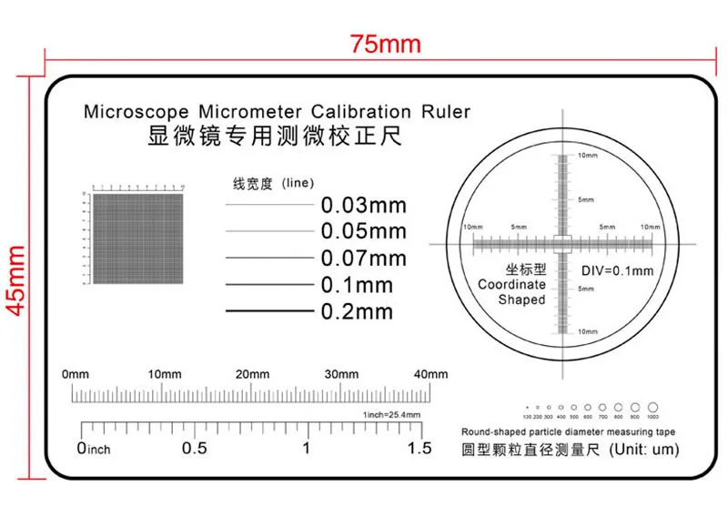 High Precision Film Point Gauge Soft Ruler Microscope Micrometer Calibration Slide Line Width Particle Diameter Measurement | Инструменты