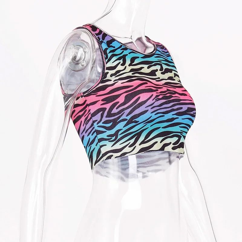 2019 новые полоски контрастного цвета с принтом О образным вырезом Короткая секция
