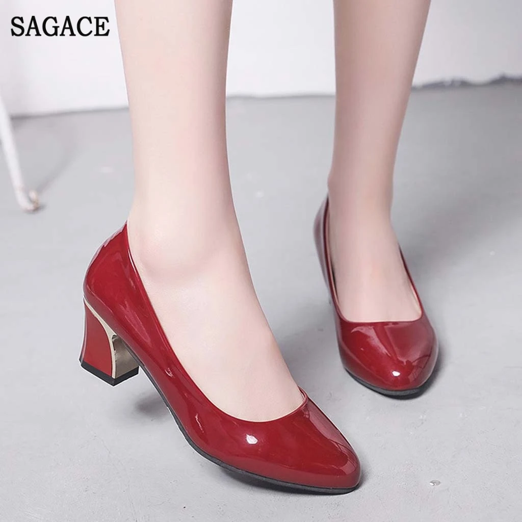 

Women Solid Comfortable Pump Shoes Work Casual Single Shoes Elegant Fashion Square Heel Office Shoes For Ladies