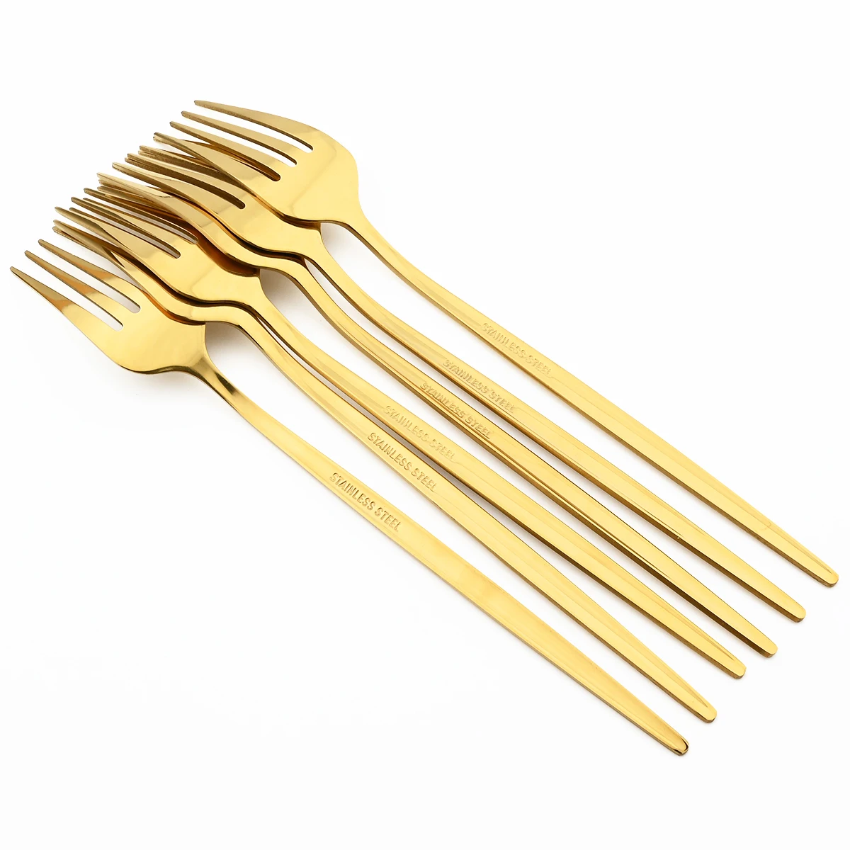 Juego de cubiertos dorados de acero inoxidable para cocina, cuberter&iacute;a de espejo, cuchillo, tenedor, cuchara, 24 piezas, env&iacute;o directo-2