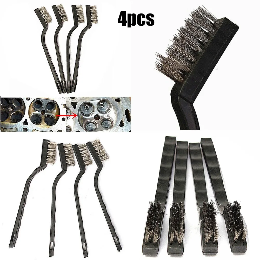 

4pcs Stainless Steel Wire Brush Tooth Brushes Rust Scrub Remove Cleaning Tools Usage: Machinery, Molds, And Other Parts Manual