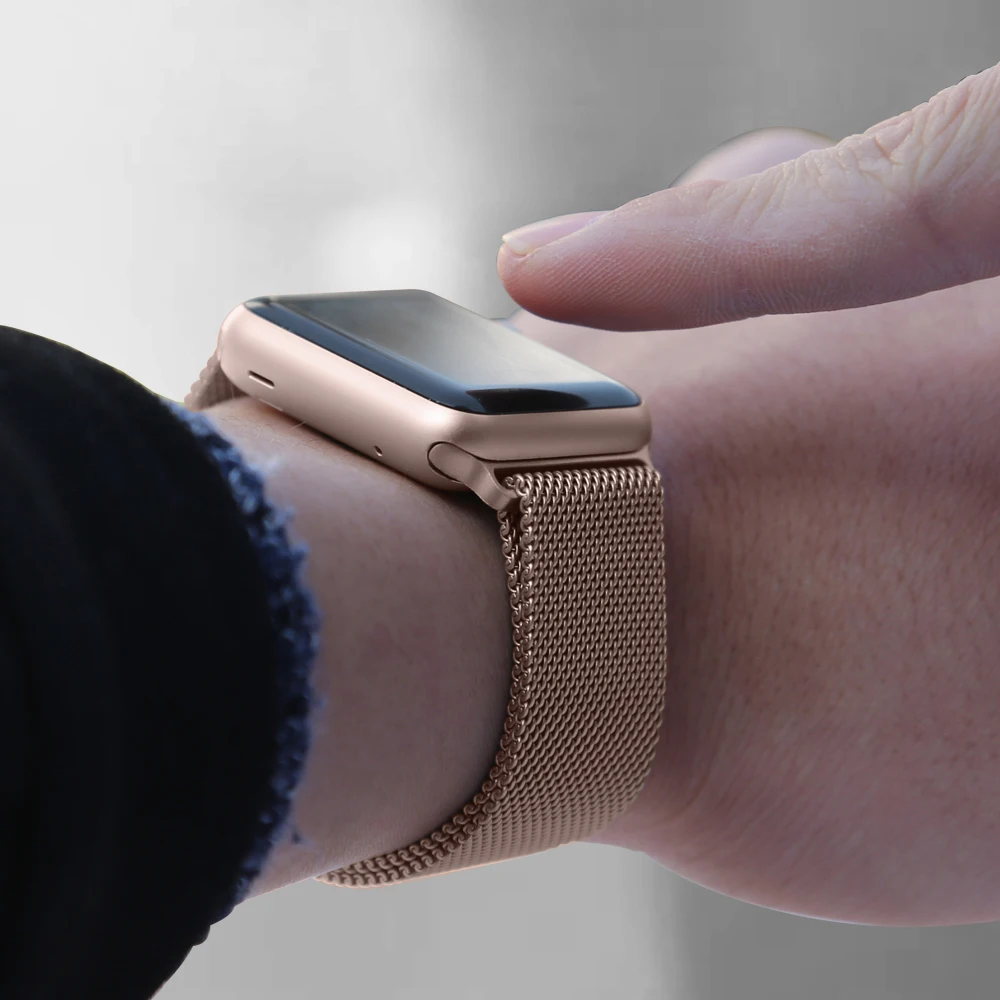 Миланский Браслет-петля, ремешок из нержавеющей стали для Apple Watch, серия 1, 2, 3, 42 мм, 38 мм, металлический ремешок для iwatch, серия 4, 5, 40 мм, 44 мм