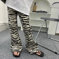 girls zebra pattern pants 2021 spring new girls hong kong style retro casual western flare pants