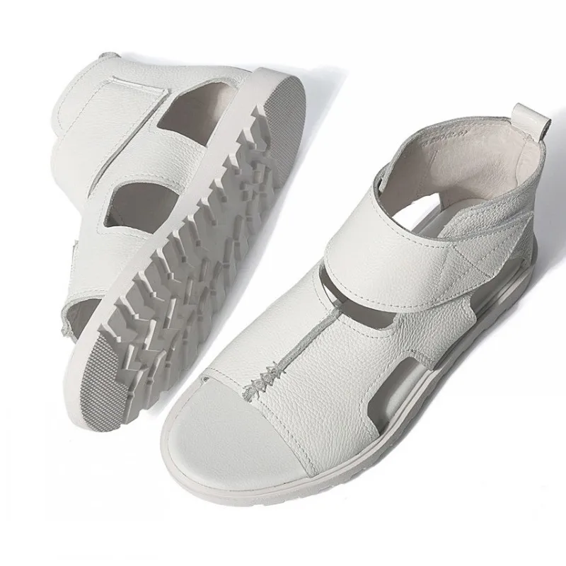 Сандалии мужские из натуральной кожи брендовые винтажные дышащие босоножки с