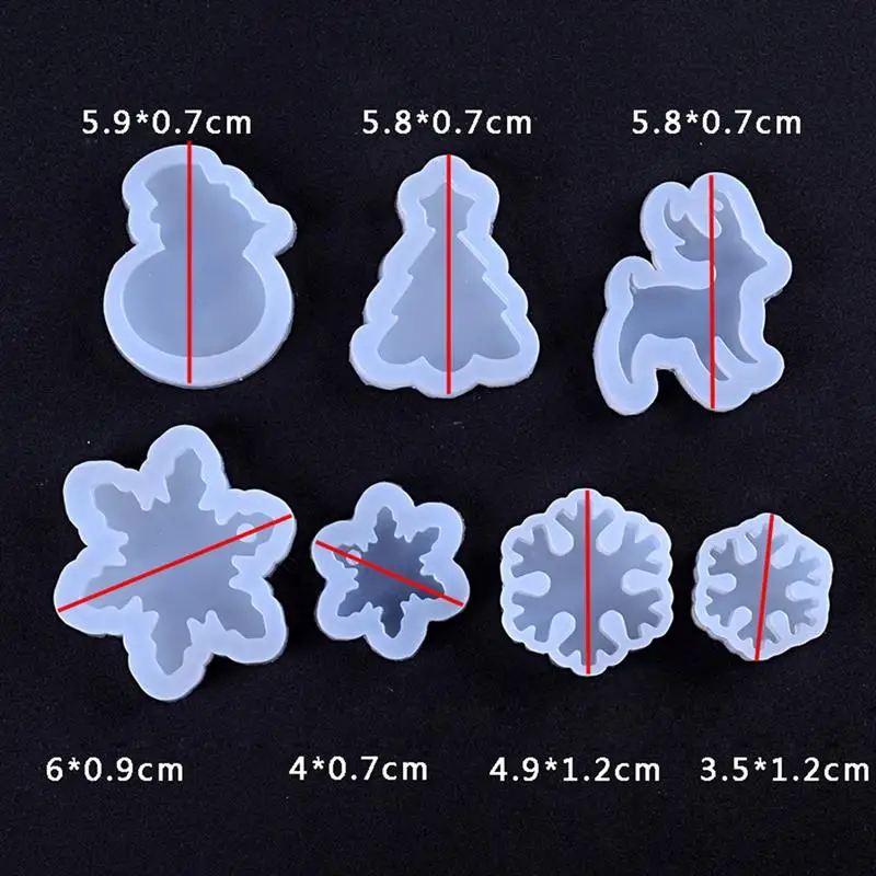 

7PCS Christmas Mold DIY Snowflake Deer Tree Snowman Baking Mold Jewelry Mold DIY Necklace Pendant Charms Making Jewelry
