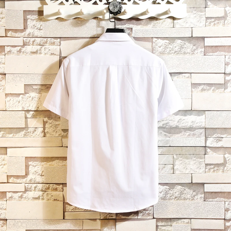

2021Summer Shirts Short sleeve Solid Casual Shirts Good Quality Men Cotton Slim Fit Shirts Turn-down Collar White Shirts Size5XL