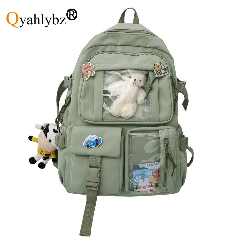 

Qyahlybz band large school bags for teenage girls schoolbag student book bag fashion black pink teen school backpack for boys
