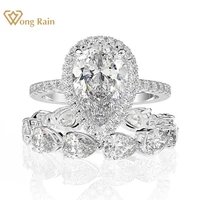 wong rain luxury 100 925 sterling silver created moissanite gemstone engagement ring sets wedding band fine jewelry wholesale