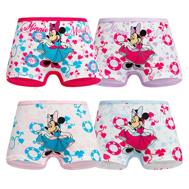 4Pcs Lot New Arrive Kids Underwear Cotton Baby Girl Panties Girls Minnie Briefs Cartoon Designs Shorts 2 To 12 Years | Детская одежда и