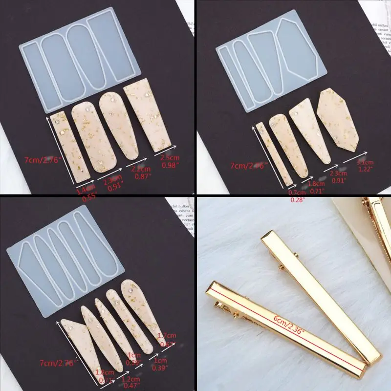 

Acrylic Resin Hair Barrette Resin Mold Geometric Alligator Hair Clips Resin Mold F3MD