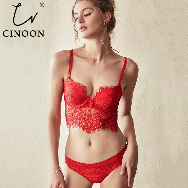 CINOON, высокое качество, бюстгальтер, набор, сексуальное кружевное белье, пуш-ап, нижнее белье для женщин, Одноцветный, женский бюстгальтер
