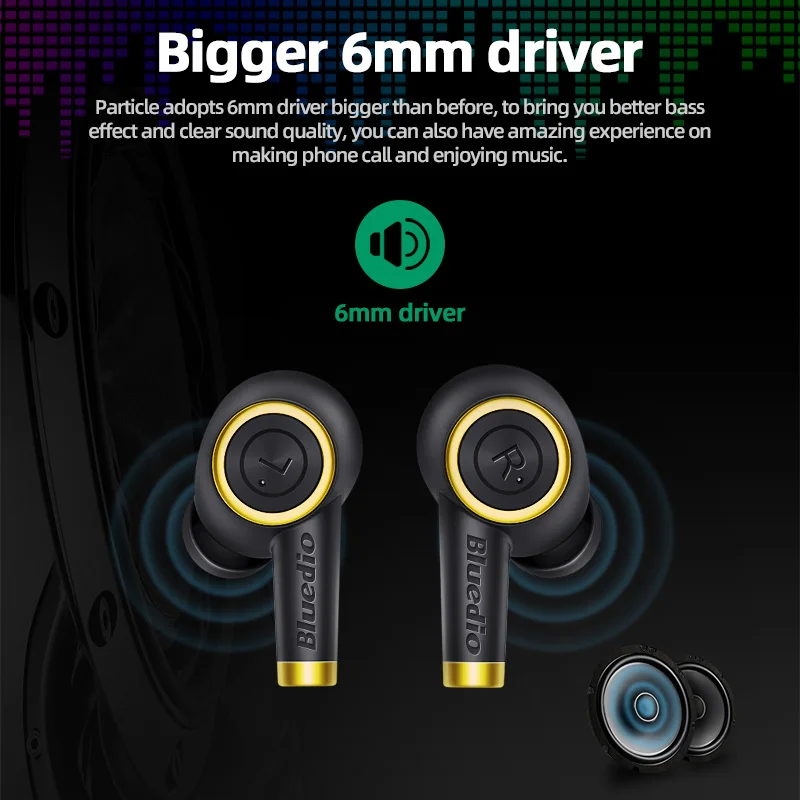 Bluedio Particle wireless earphone Bluetooth-compatible waterproof earbuds sport headset with charging box | Электроника