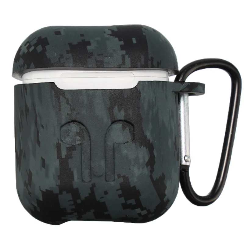 For Airpods Silicone Skin Case Camouflage Earphone Shockproof Protector Cover Apple Accessories With Carabiner | Электроника